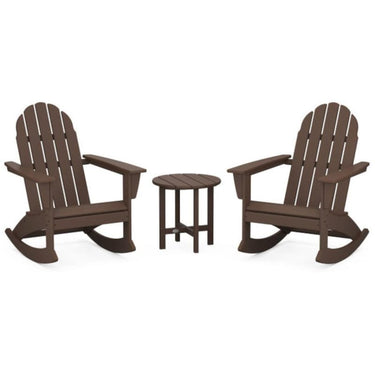 POLYWOOD Vineyard 3-Piece Adirondack Rocking Chair Set in Mahogany